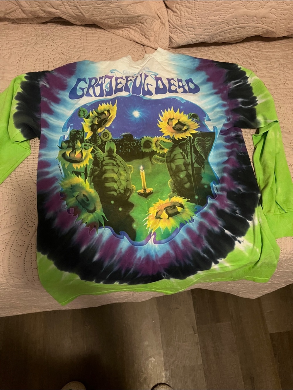 Grateful Dead men’s Long Sleeve Tie-Dye Tee - Green/Blue/Purple/Black